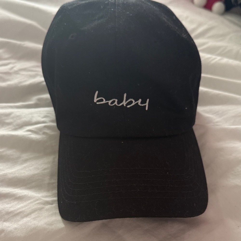 Black hat with Embroidered Text